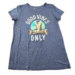 Disney Womens Good Vibes Only Rafiki Graphic Tee Shirt L Blue JH1798